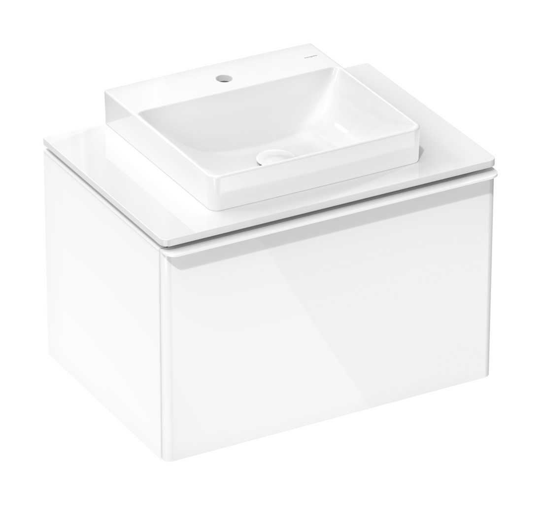 Hansgrohe Xelu Q Konsole 780/550 mit Ausschnitt mittig für Aufsatzwaschtisch geschliffen 500/480 Weiß Hochglanz