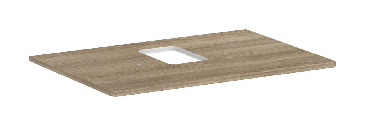 Hansgrohe Xelu Q Konsole 780/550 mit Ausschnitt mittig für Aufsatzwaschtisch mit Hahnloch Eiche Natur