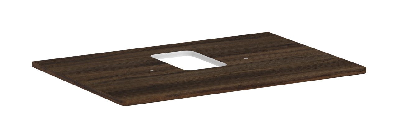 Hansgrohe Xelu Q Konsole 780/550 mit Ausschnitt mittig für Aufsatzwaschtisch mit Hahnloch Nussbaum Dunkel