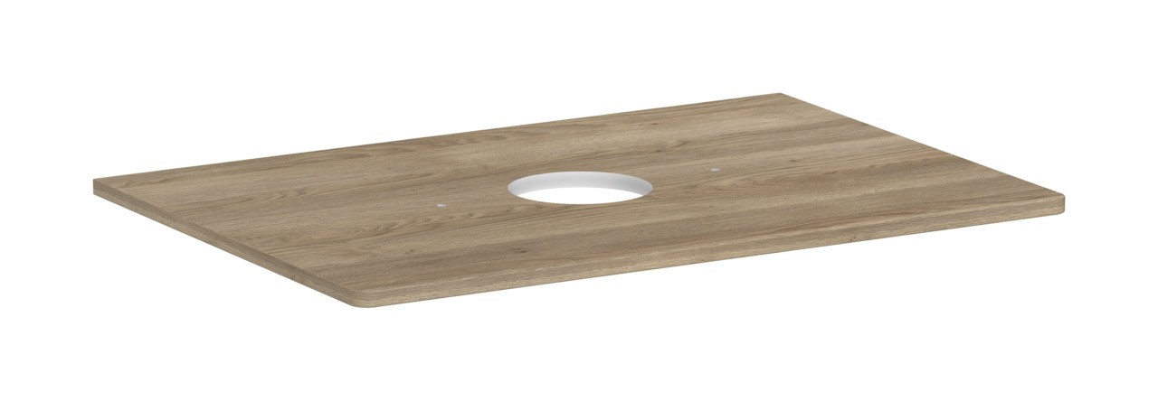 Hansgrohe Xelu Q Konsole 780/550 mit Ausschnitt mittig für Aufsatzwaschtisch ohne Hahnloch Eiche Natur
