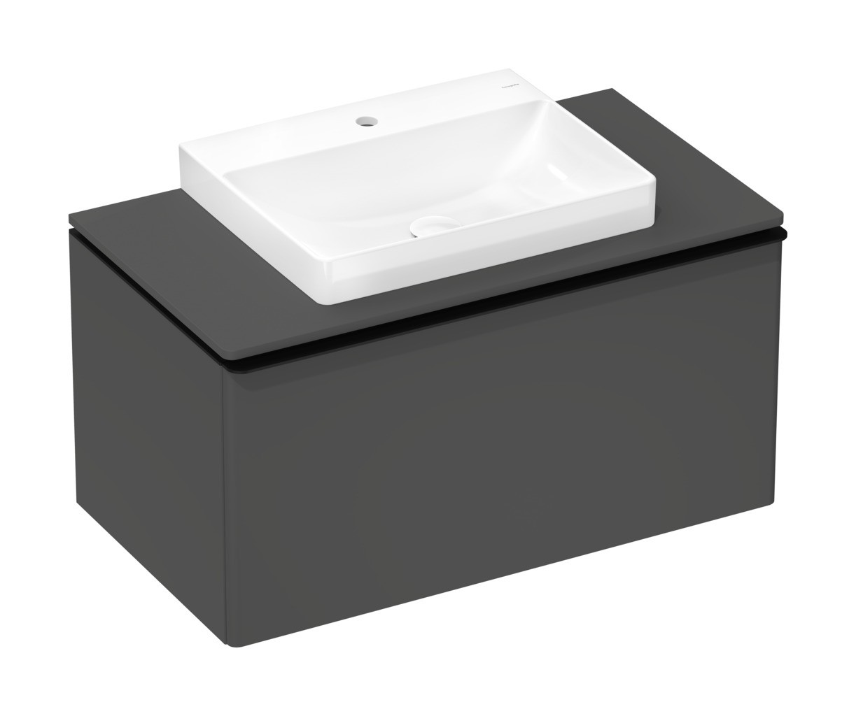 Hansgrohe Xelu Q Konsole 980/550 mit Ausschnitt mittig für Aufsatzwaschtisch geschliffen 600/480 Diamantgrau Matt