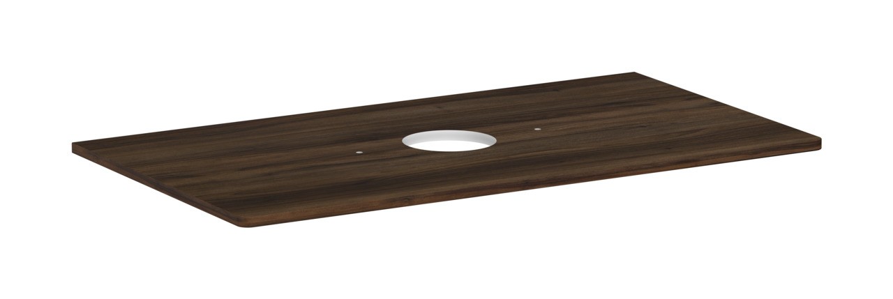 Hansgrohe Xelu Q Konsole 980/550 mit Ausschnitt mittig für Aufsatzwaschtisch ohne Hahnloch Nussbaum Dunkel