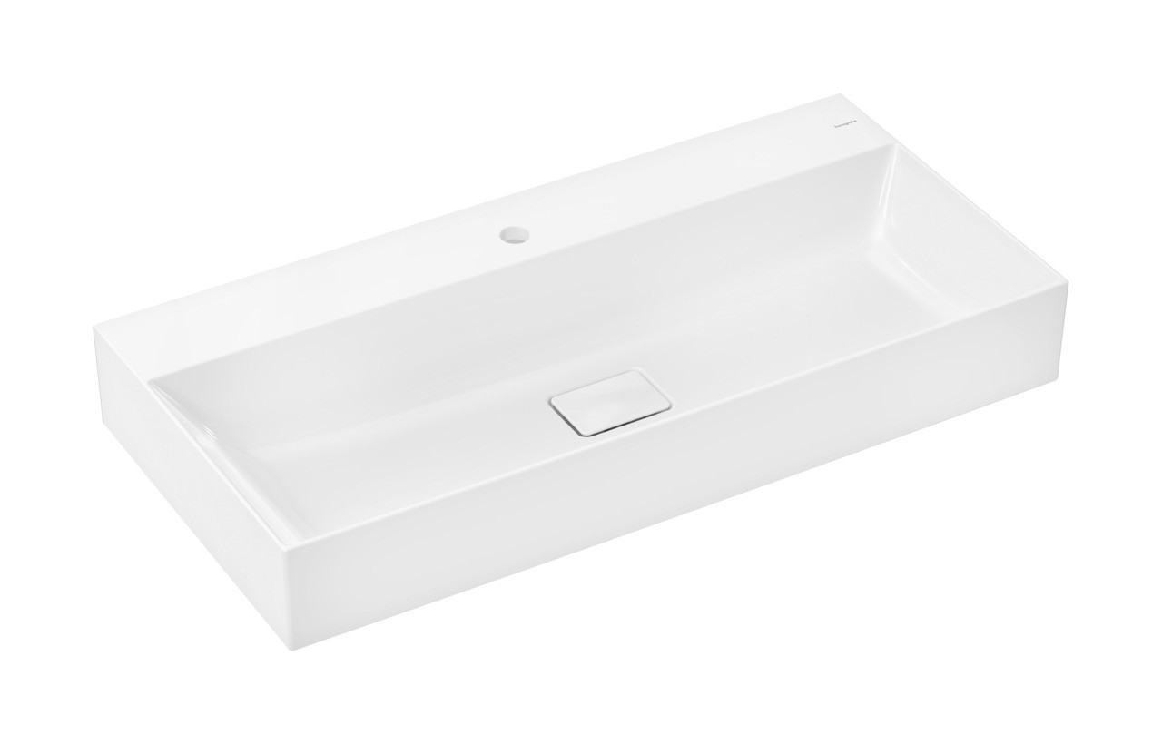 Hansgrohe Xevolos E Aufsatzwaschtisch geschliffen 1000/480 mit Hahnloch ohne Überlauf, SmartClean Weiß
