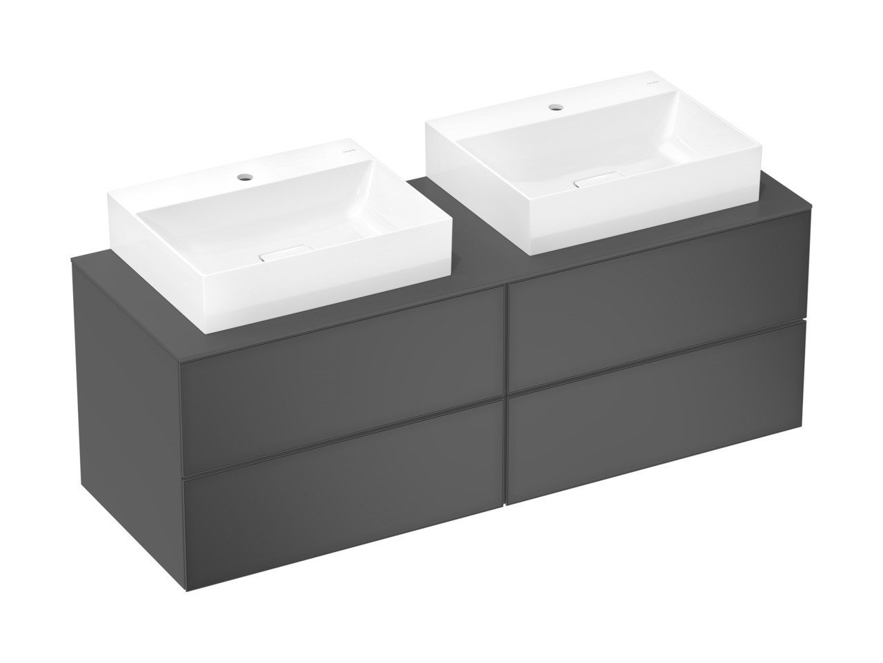 Hansgrohe Xevolos E Aufsatzwaschtisch geschliffen 600/480 mit Hahnloch ohne Überlauf, SmartClean Weiß