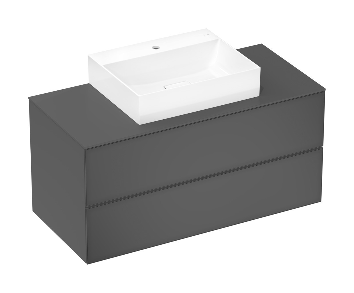 Hansgrohe Xevolos E Konsole 1180/550 mit Ausschnitt mittig für Aufsatzwaschtisch geschliffen 500/480 und 600/480 Schiefergrau Matt