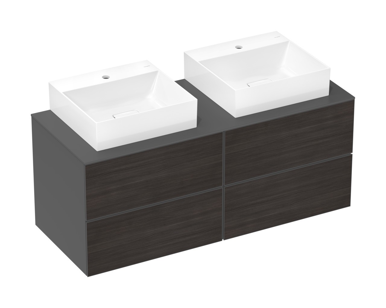 Hansgrohe Xevolos E Konsole 1370/550 mit 2 Ausschnitten für Aufsatzwaschtisch geschliffen 500/480 Schiefergrau Matt
