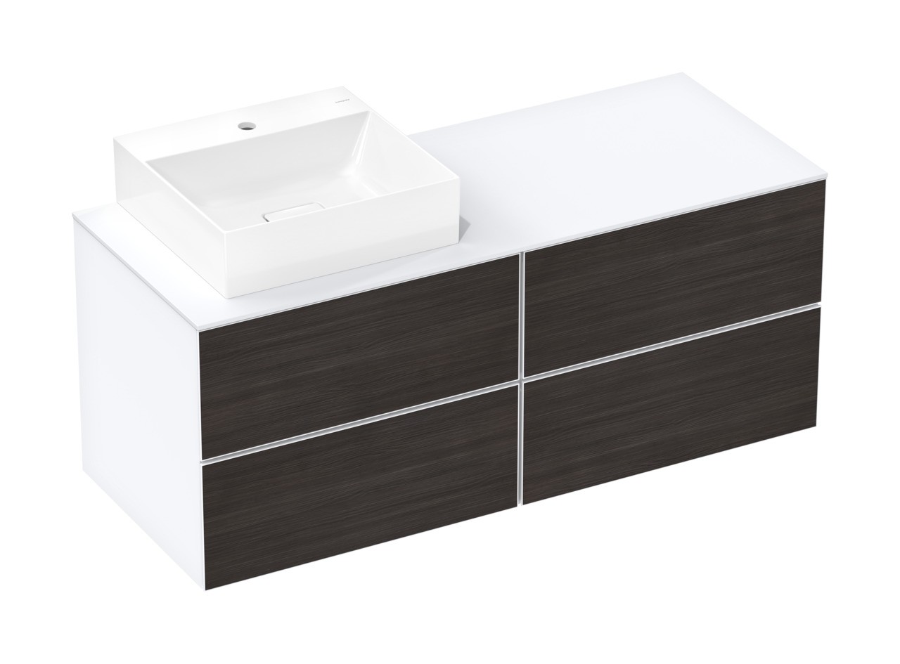Hansgrohe Xevolos E Konsole 1370/550 mit Ausschnitt links für Aufsatzwaschtisch geschliffen 500/480 Mattweiß