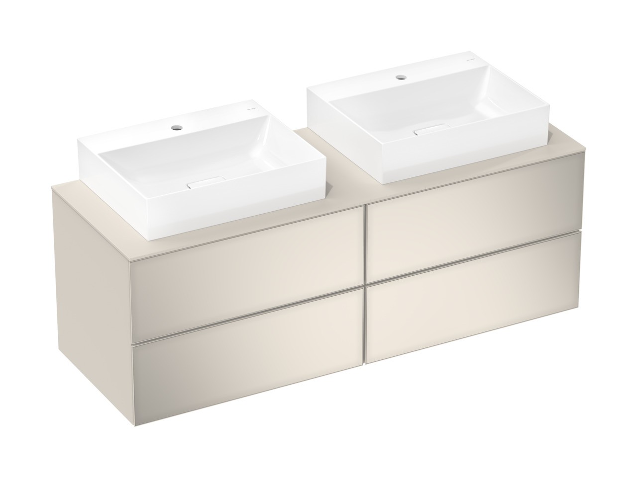 Hansgrohe Xevolos E Konsole 1570/550 mit 2 Ausschnitten für Aufsatzwaschtisch geschliffen 600/480 Sandbeige Matt