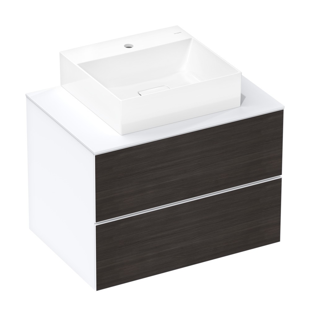 Hansgrohe Xevolos E Konsole 780/550 mit Ausschnitt mittig für Aufsatzwaschtisch geschliffen 500/480 und 600/480 Mattweiß