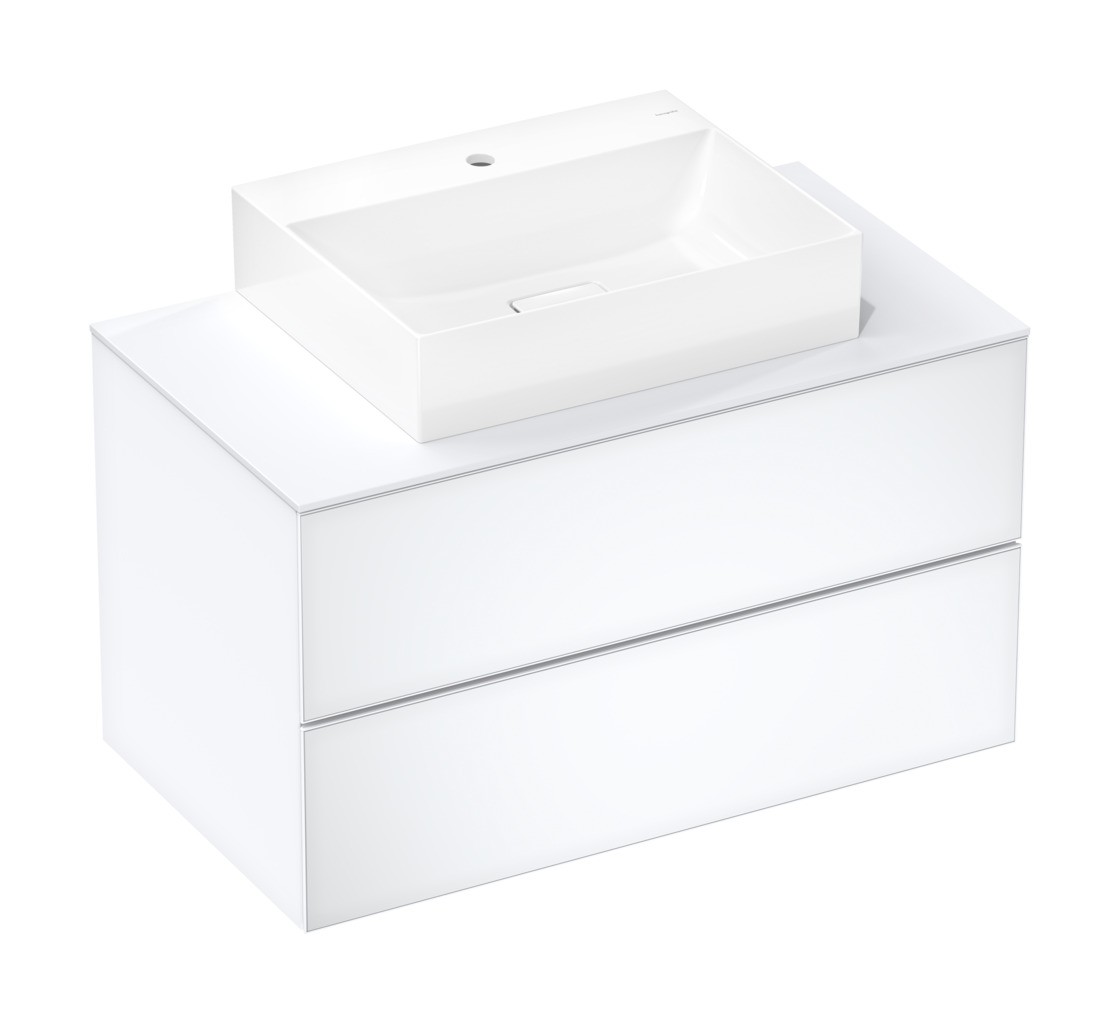 Hansgrohe Xevolos E Konsole 980/550 mit Ausschnitt mittig für Aufsatzwaschtisch geschliffen 500/480 und 600/480 Mattweiß