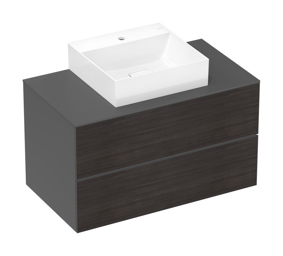 Hansgrohe Xevolos E Konsole 980/550 mit Ausschnitt mittig für Aufsatzwaschtisch geschliffen 500/480 und 600/480 Schiefergrau Matt
