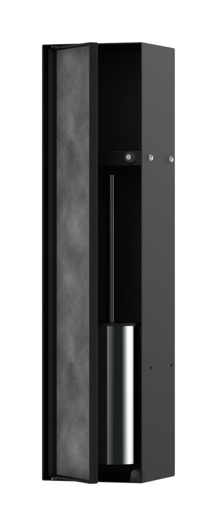 Hansgrohe XtraStoris Rock Einbau Toilettenbürstenhalter mit Ablage und befliesbarer Tür Mattschwarz