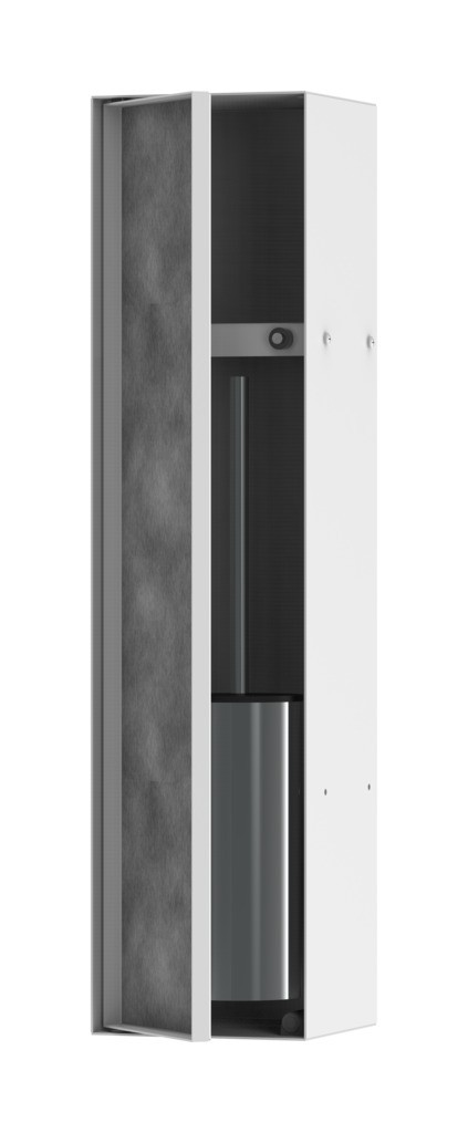 Hansgrohe XtraStoris Rock Einbau Toilettenbürstenhalter mit Ablage und befliesbarer Tür Mattweiß