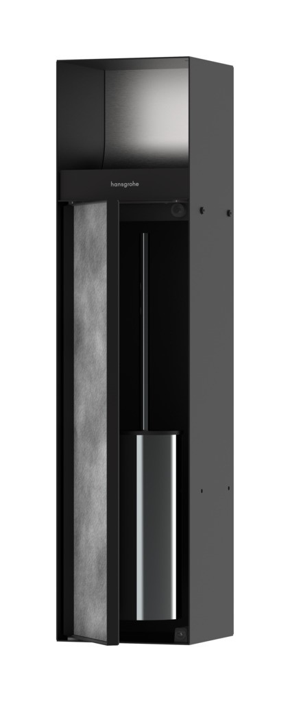 Hansgrohe XtraStoris Rock Einbau Toilettenbürstenhalter mit Papierhalter und befliesbarer Tür Mattschwarz