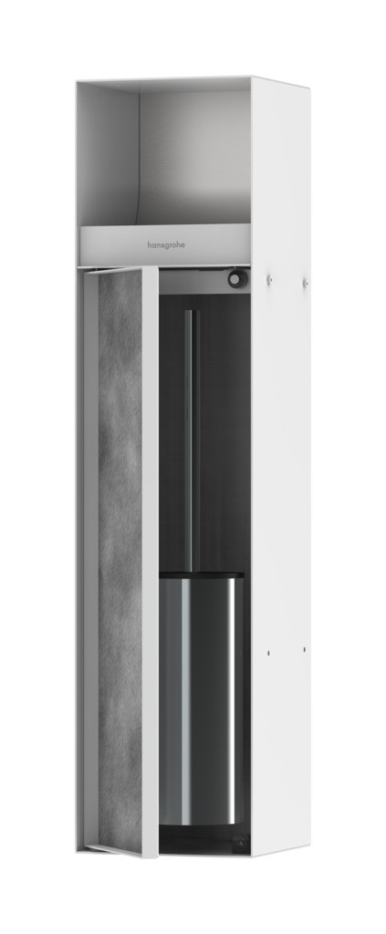 Hansgrohe XtraStoris Rock Einbau Toilettenbürstenhalter mit Papierhalter und befliesbarer Tür Mattweiß