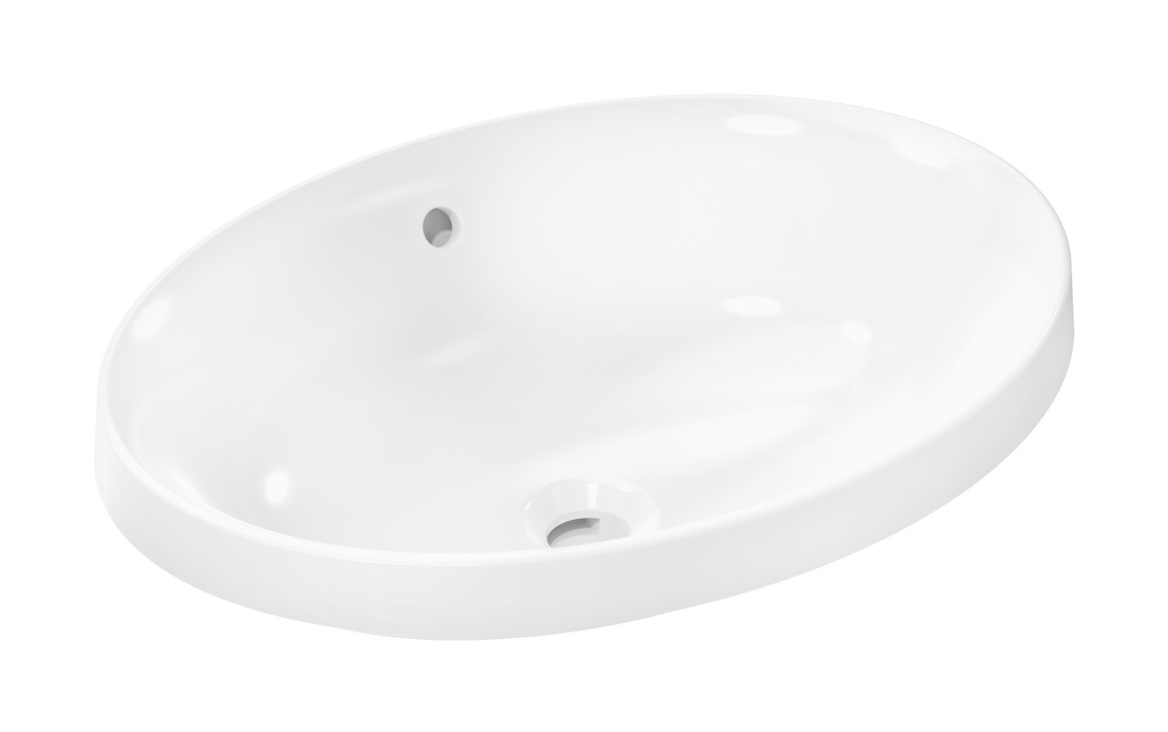 Hansgrohe Xuniva D Einbauwaschtisch 550/400 ohne Hahnloch mit Überlauf, SmartClean Weiß