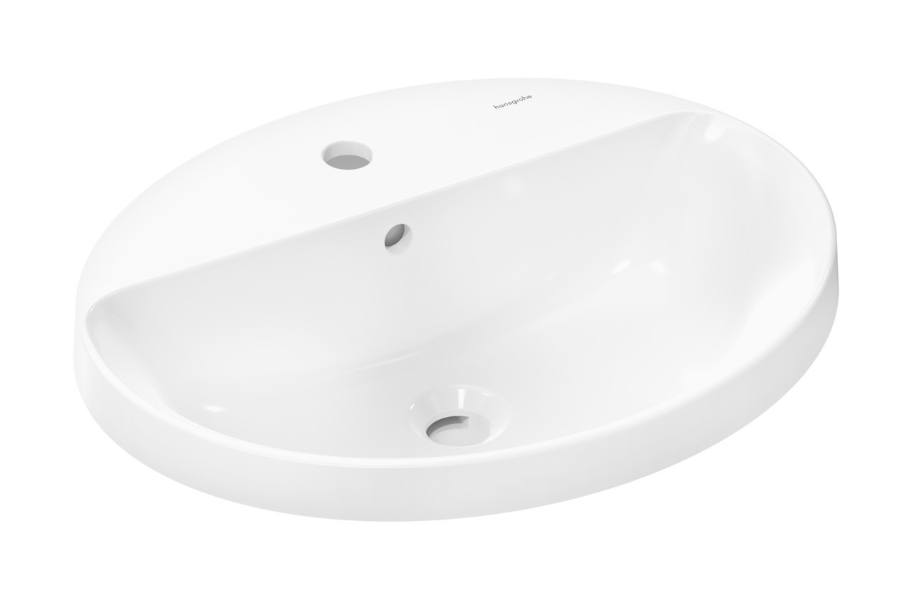 Hansgrohe Xuniva D Einbauwaschtisch 550/450 mit Hahnlohn und Überlauf, SmartClean Weiß