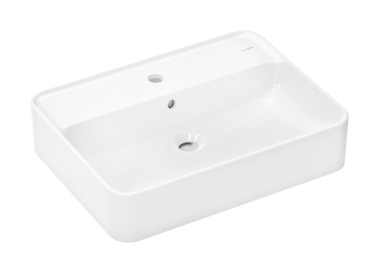 Hansgrohe Xuniva Q Aufsatzwaschtisch 600/450 mit Hahnloch und Überlauf, SmartClean Weiß
