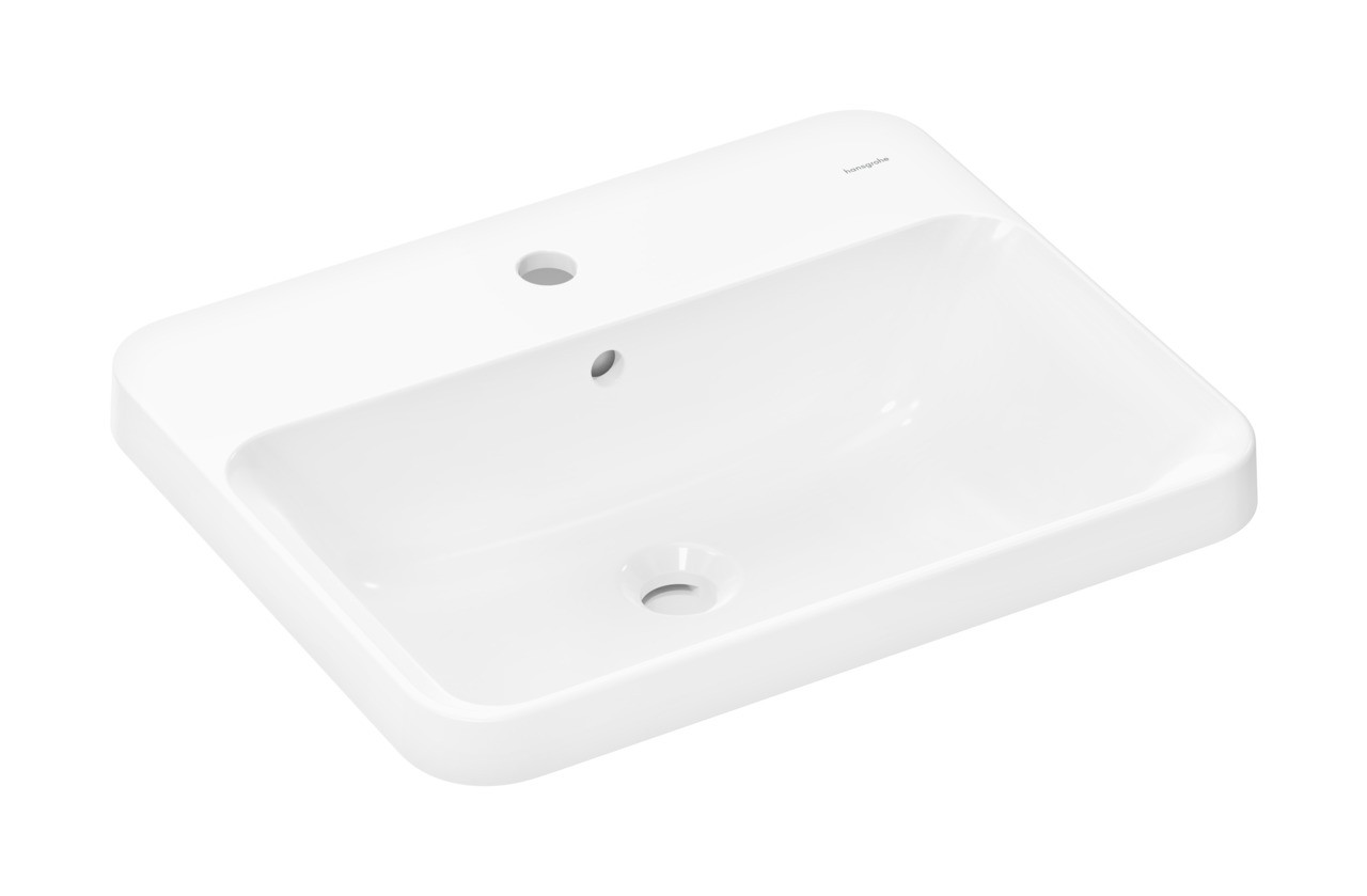 Hansgrohe Xuniva Q Einbauwaschtisch 550/450 mit Hahnloch und Überlauf Weiß