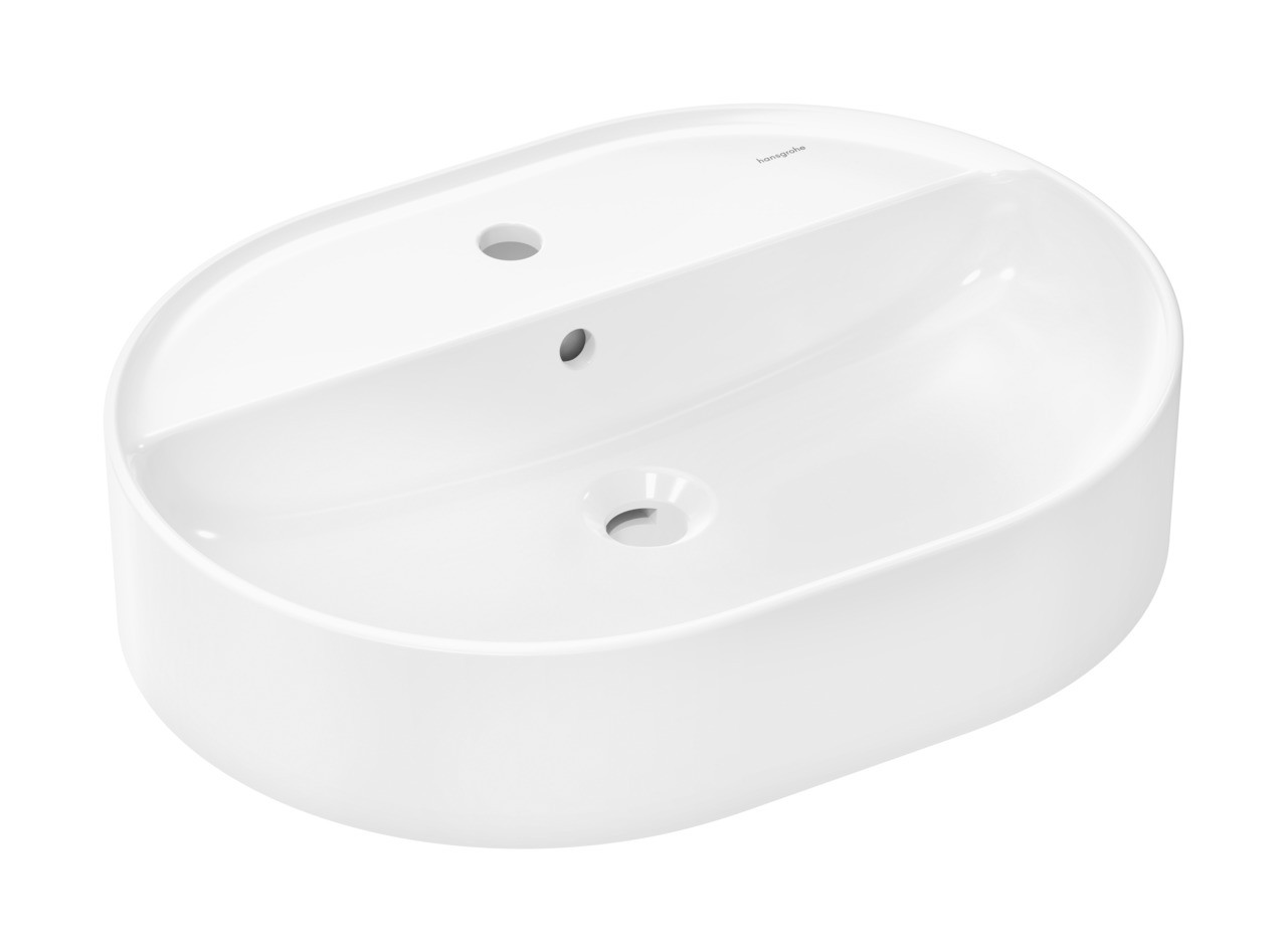 Hansgrohe Xuniva U Aufsatzwaschtisch 600/450 mit Hahnloch und Überlauf, SmartClean Weiß