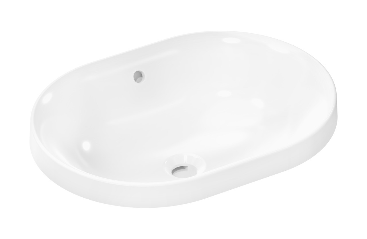 Hansgrohe Xuniva U Einbauwaschtisch 550/400 ohne Hahnloch mit Überlauf, SmartClean Weiß