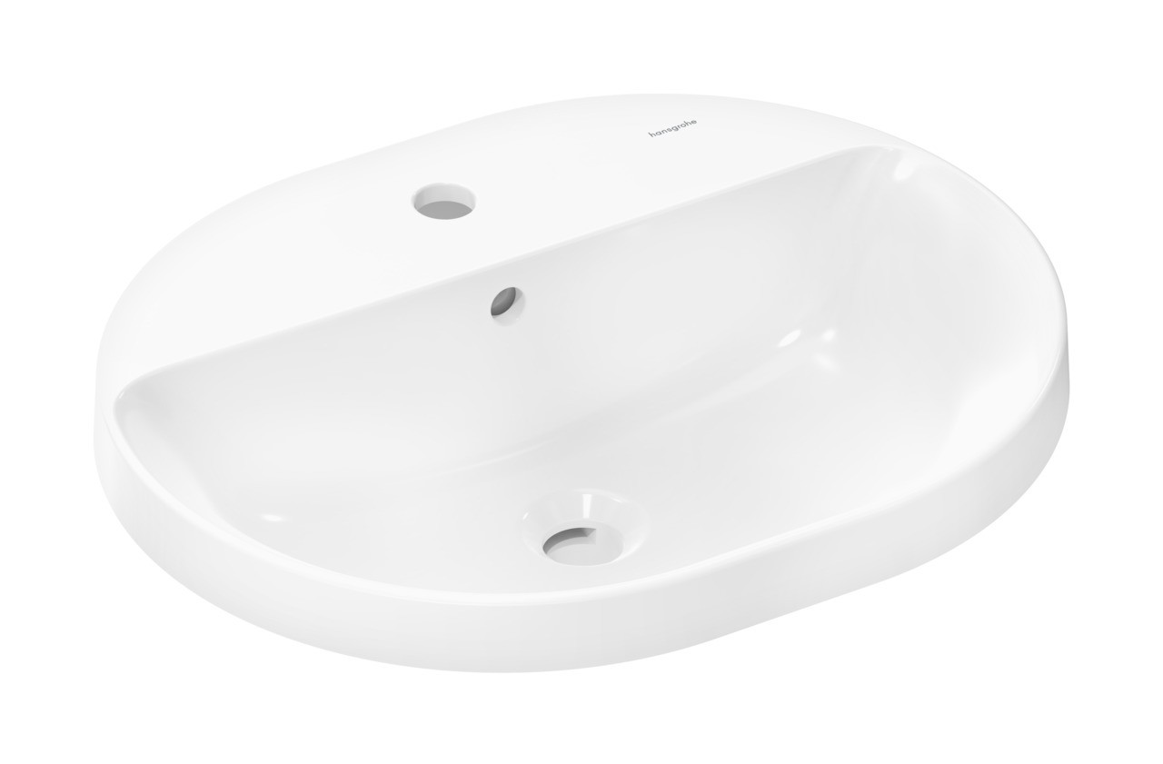 Hansgrohe Xuniva U Einbauwaschtisch 550/450 mit Hahnloch und Überlauf Weiß