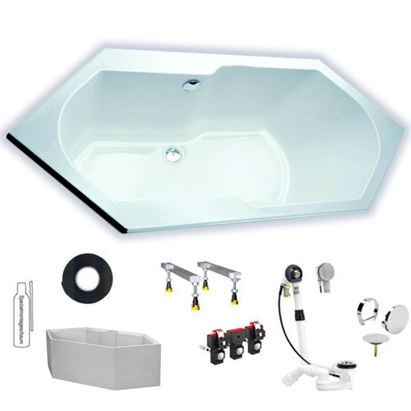 Hoesch Arica 1900x800x430 mm Sechseck-Badewanne Einbaubadewanne Weiß 5573.010