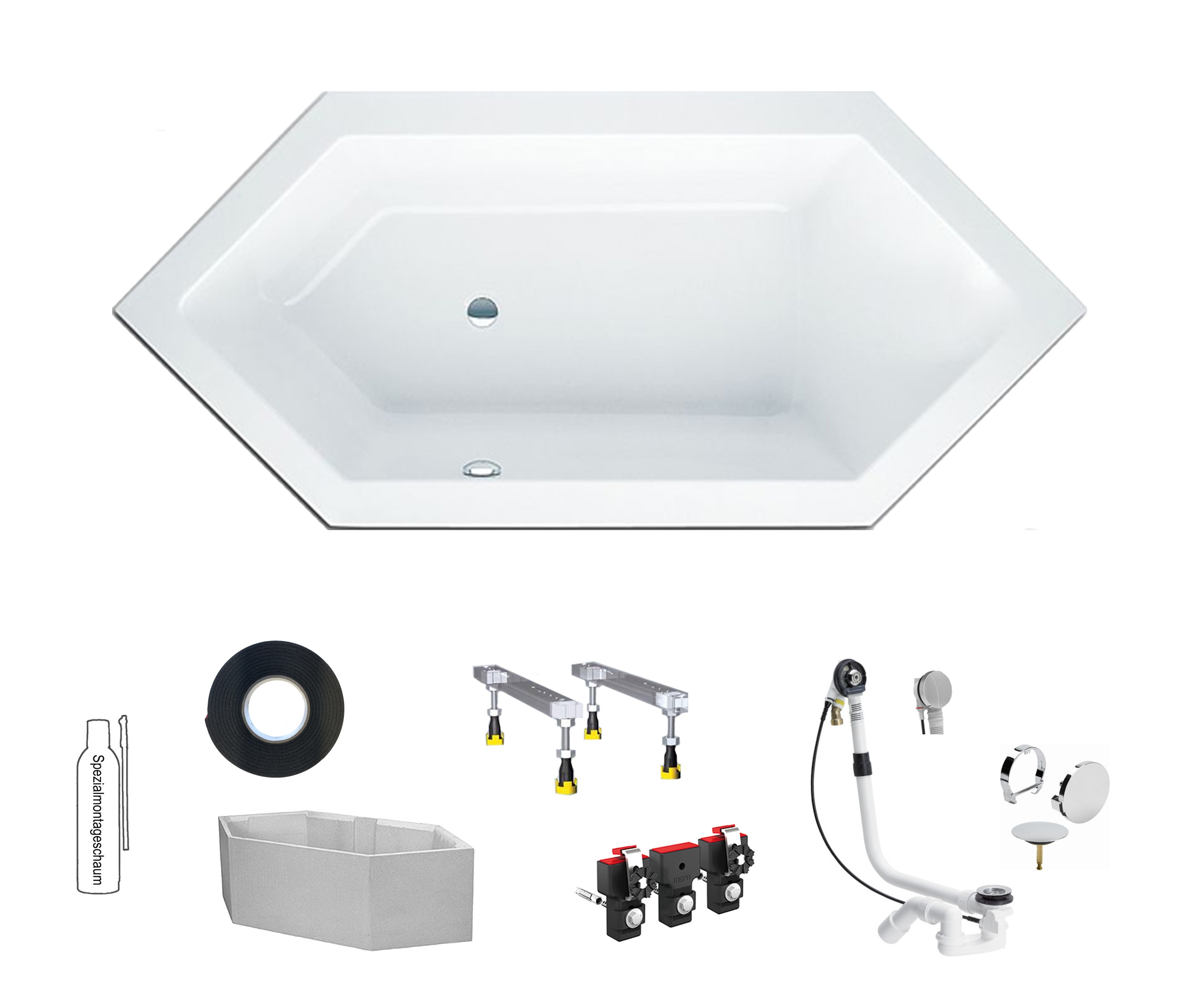 HOESCH Badewanne Scelta 6-Eck 2000x900, weiß - ABVERKAUF