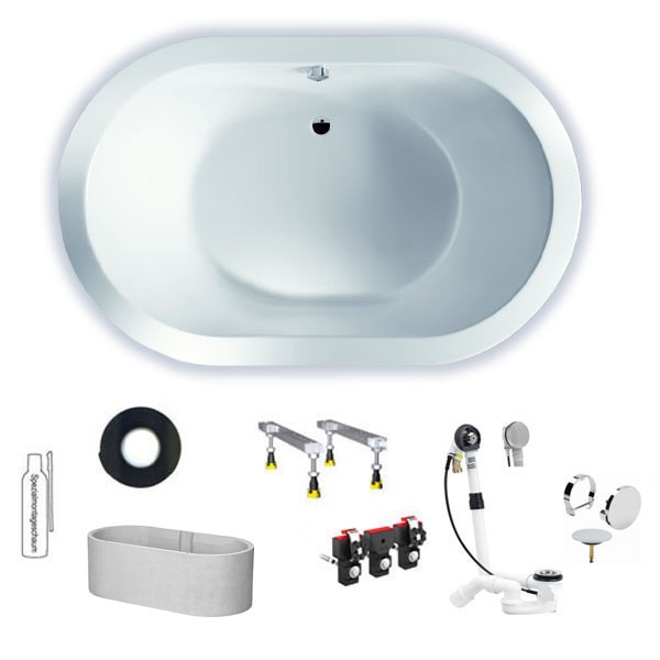 Hoesch Scelta 1900x1200x480 mm Oval-Badewanne Einbaubadewanne Weiß 3679.010