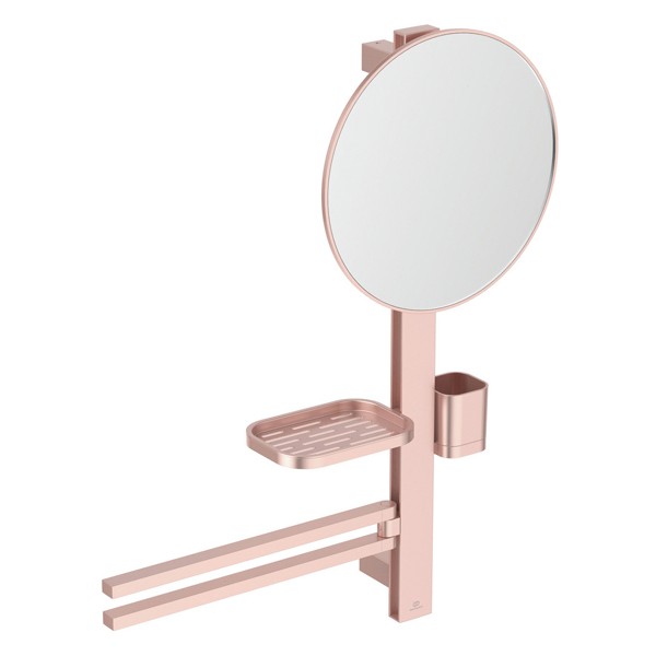 IS Beauty Bar Accessoires-Kombi. Alu+ M700 mit Spiegel d:320mm Rose