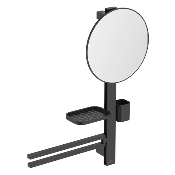 IS Beauty Bar Accessoires-Kombi. Alu+ M700 mit Spiegel d:320mm Silk Black