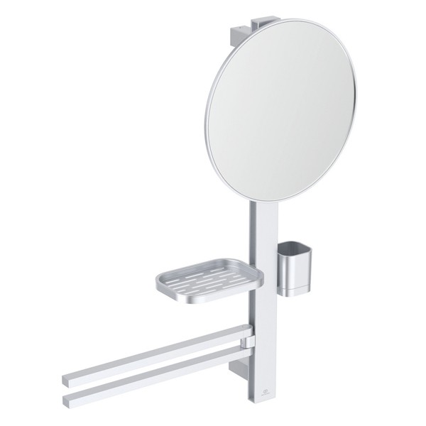 IS Beauty Bar Accessoires-Kombi. Alu+ M700 mit Spiegel d:320mm Silver