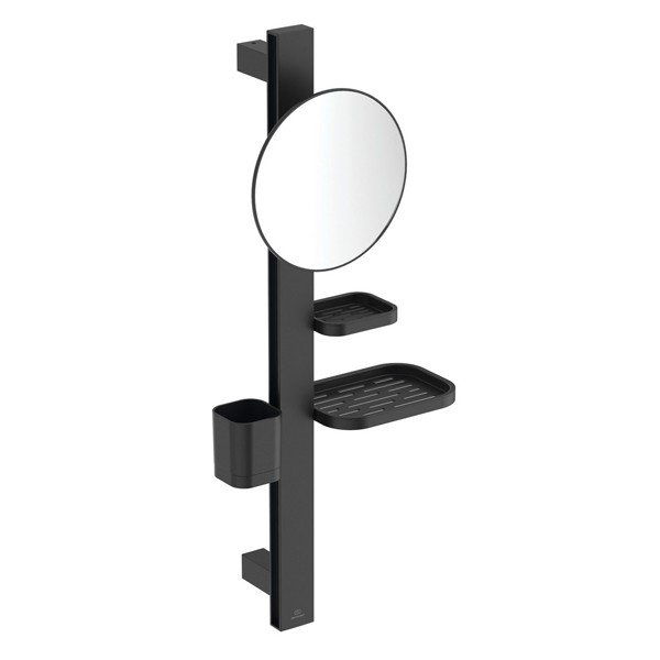 IS Beauty Bar Accessoires-Kombi. Alu+ S700 mit Spiegel d:200mm Silk Black