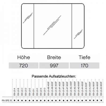 Pelipal Pineo Spiegelschrank Comfort N PG1,PG2  