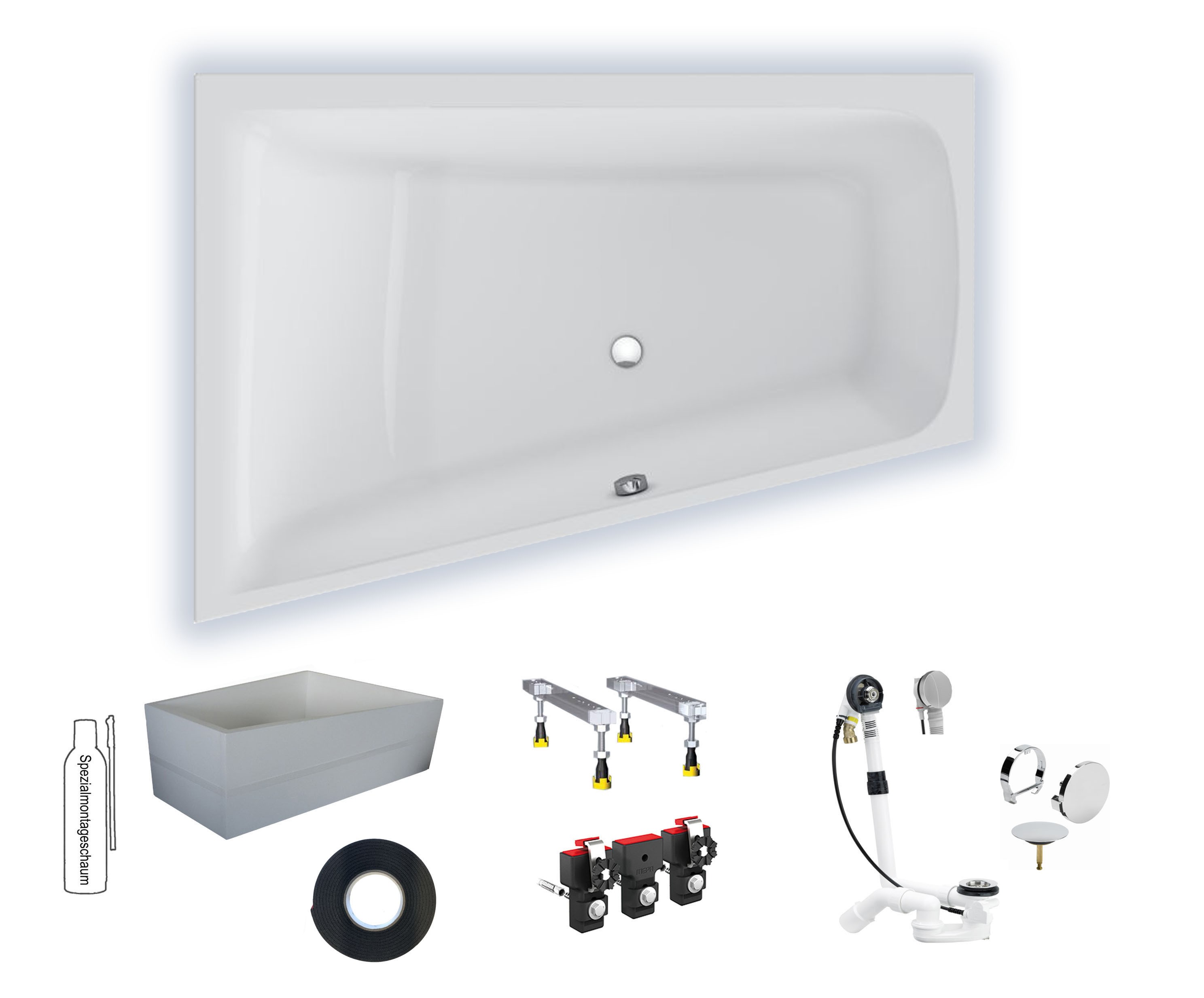 Badewanne Life2/M100 links 1700x1200x800 Acryl Trapez Badewanne