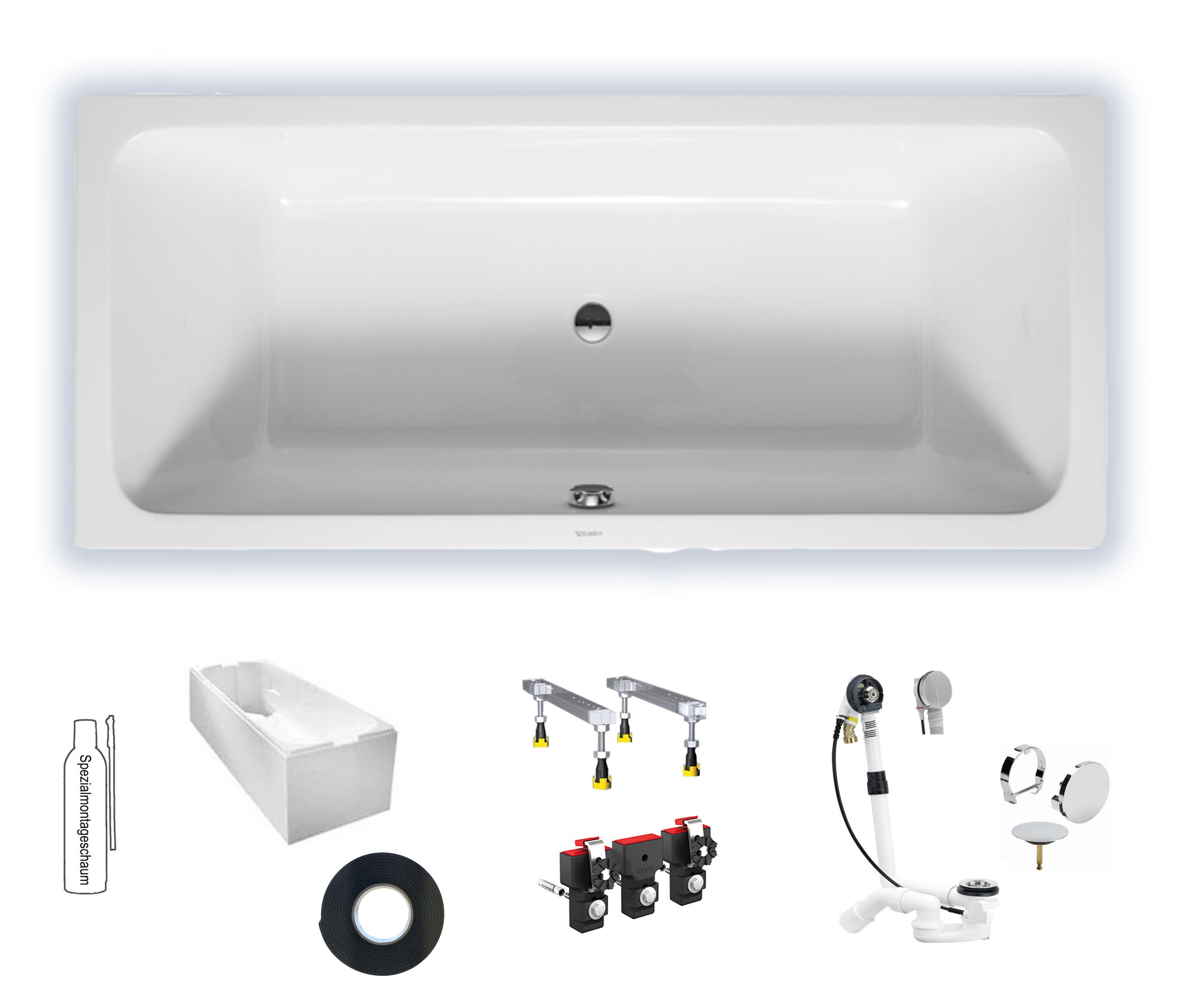 Duravit D-Code 1800x800mm, 700101000000000,  Badewanne Einbauversion, zentraler Ablauf, weiß