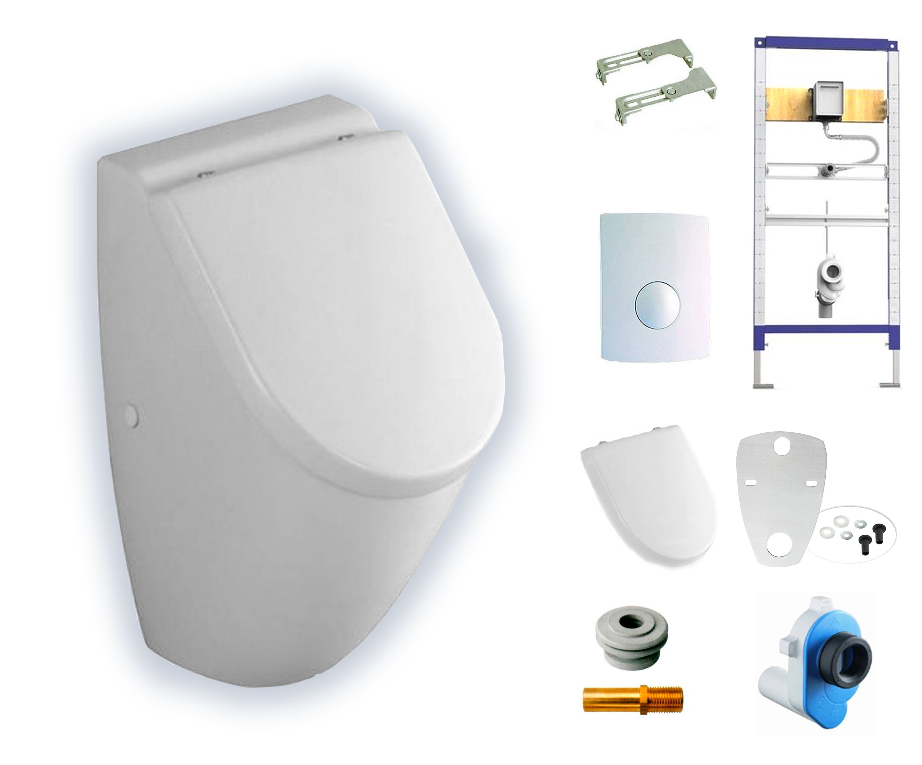 Villeroy & Boch SUBWAY Absaug-Urinal Set mit Deckel weiß alpin mit Beschichtung 751301R1 + 9956S101