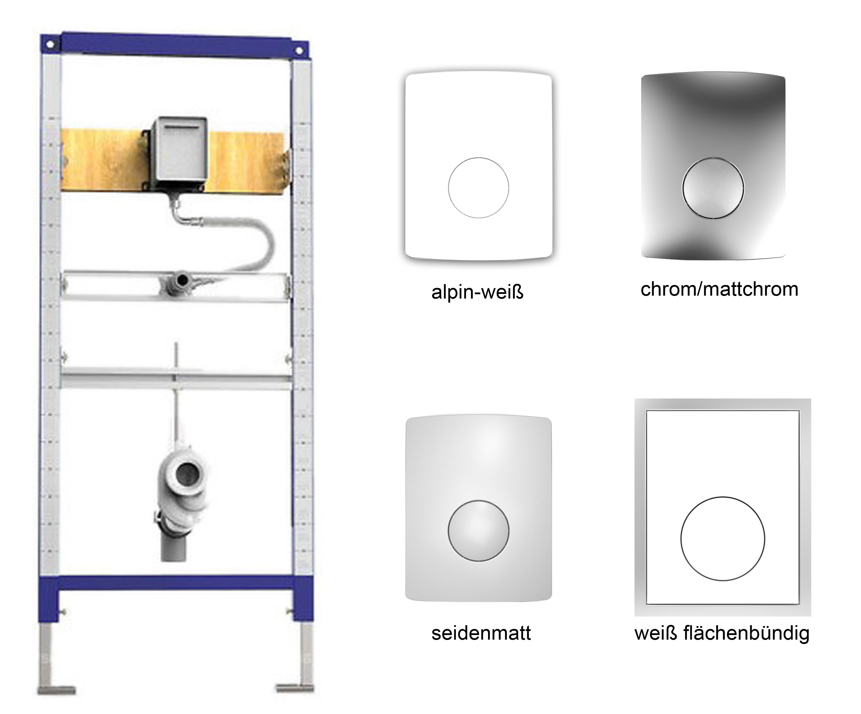 SANIT Urinal Element Set 995N, Bauhöhe 1120 mit passender Betätigungsplatten zur Auswahl