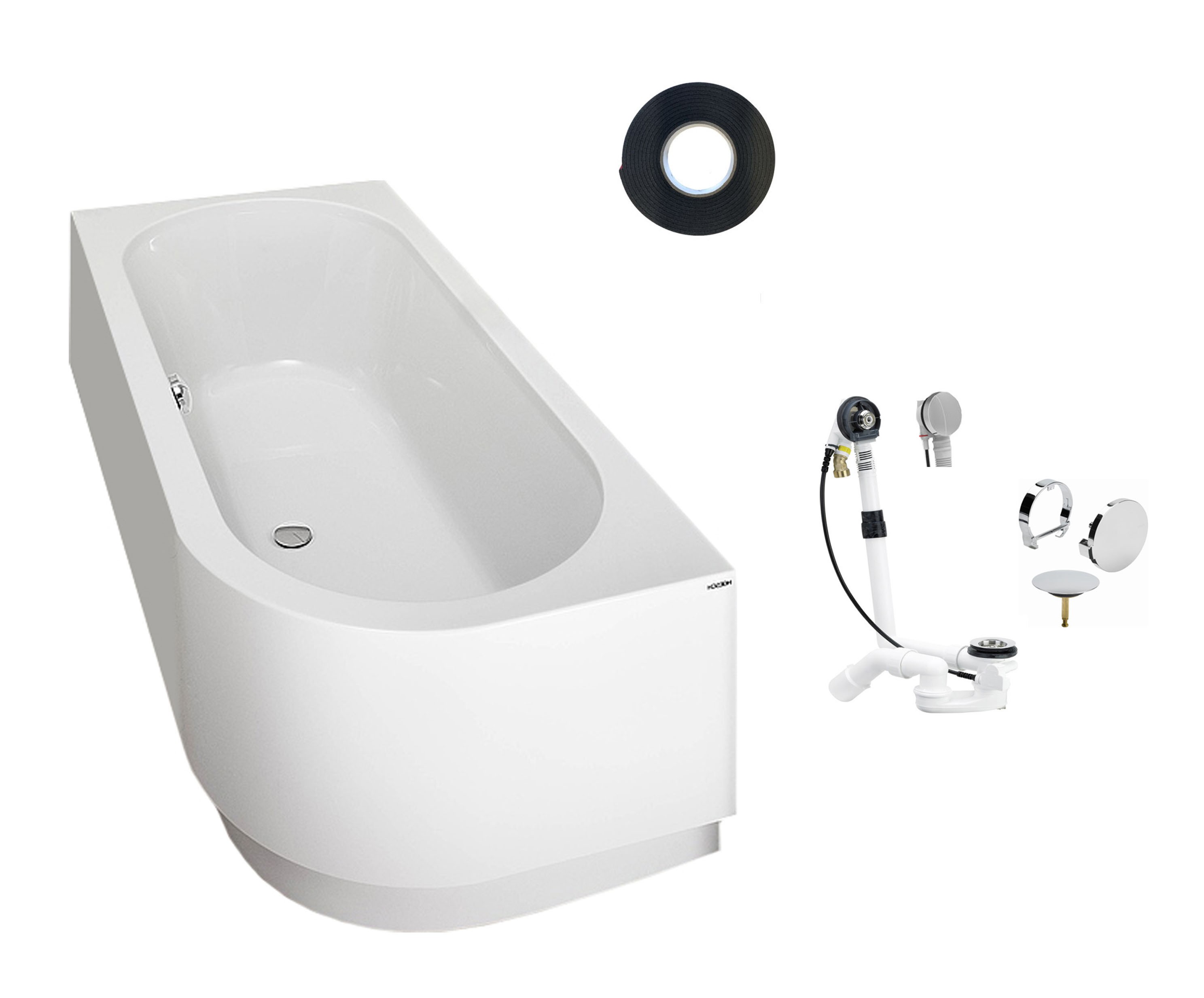 Hoesch Happy D. 1800x800 links Badewanne mit angeformter Schürze weiß 6485.010