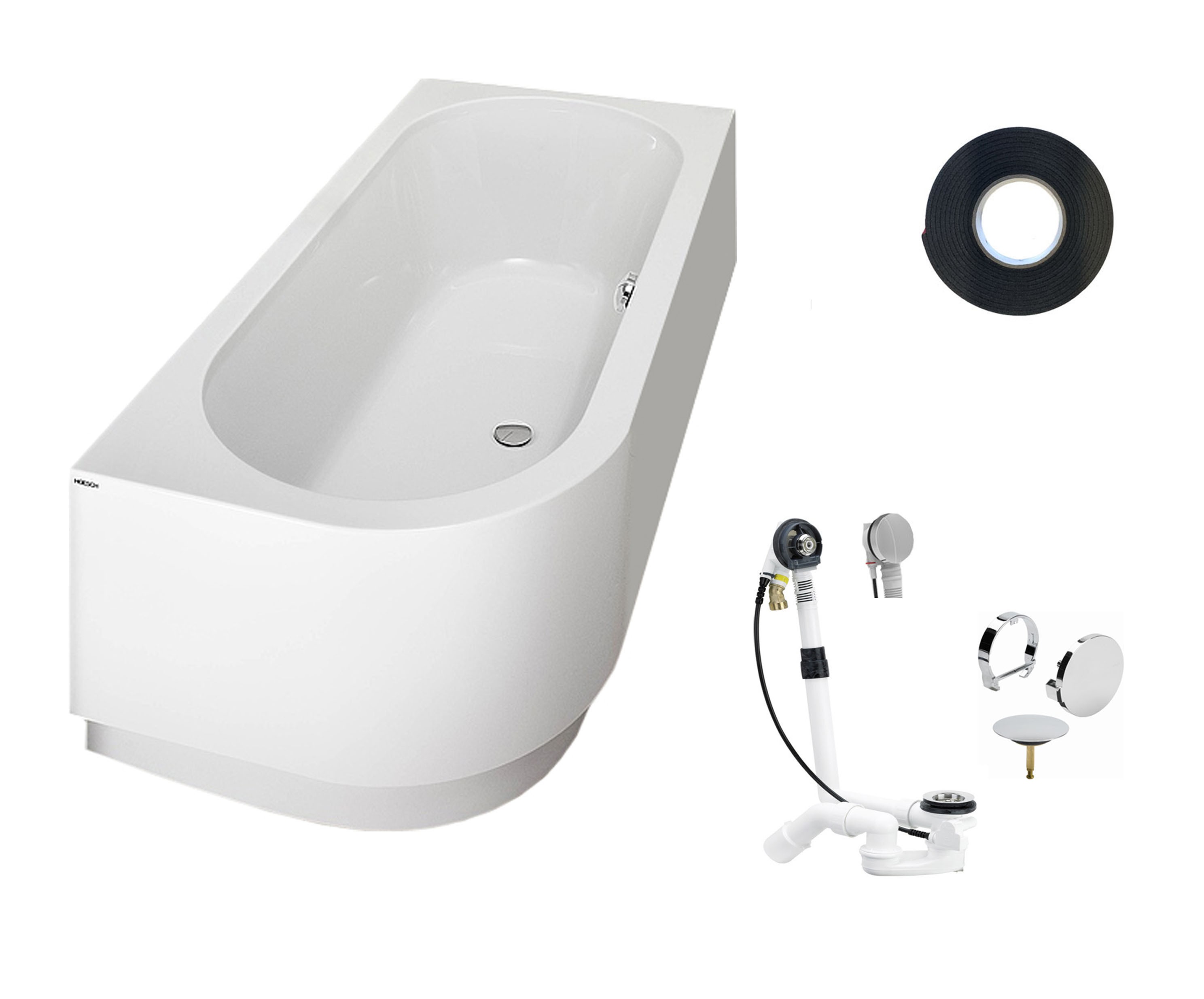 Hoesch Happy D. 1800x800 rechts Badewanne mit angeformter Schürze weiß 6487.010