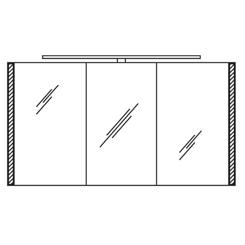 Pelipal S26 neutraler Spiegelschrank 1300 mit seitlichem Lichtprofil und Aufsatzleuchte