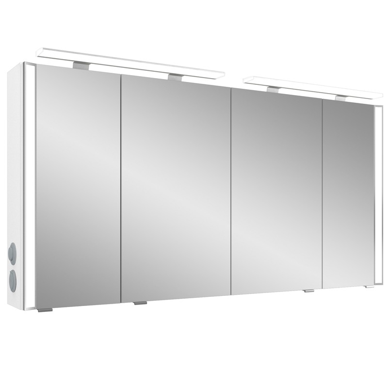 Pelipal S26 neutraler Spiegelschrank 1300 mit seitlichem Lichtprofil und Aufsatzleuchten