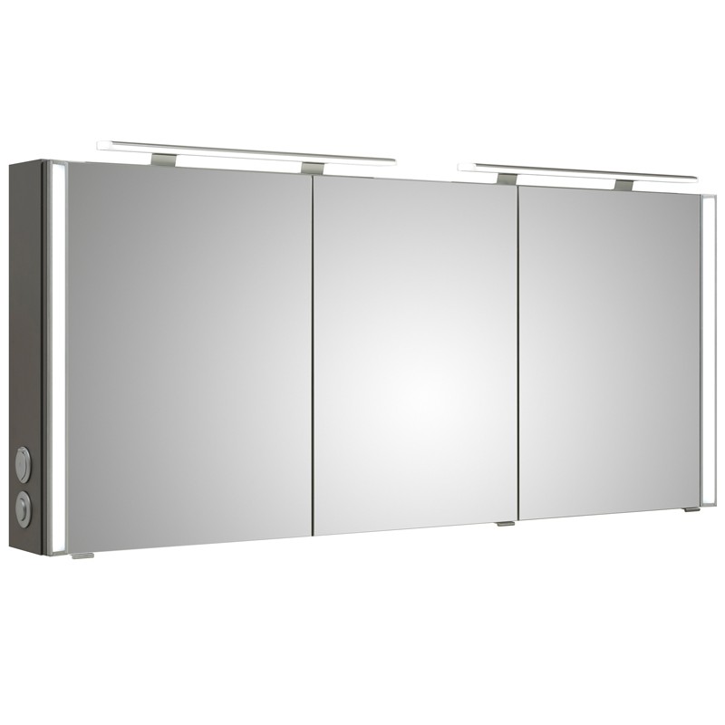 Pelipal S26 neutraler Spiegelschrank 1600 mit seitlichem Lichtprofil und Aufsatzleuchte