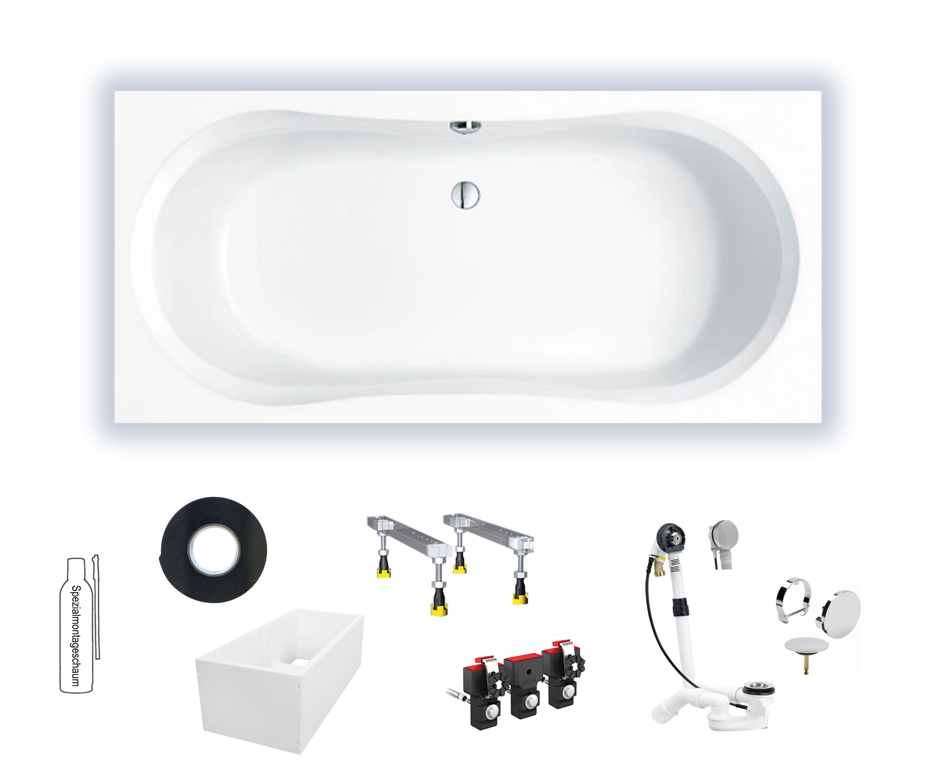 Repabad Pluto 170 170x75x43 Duo Rechteck-Badewanne