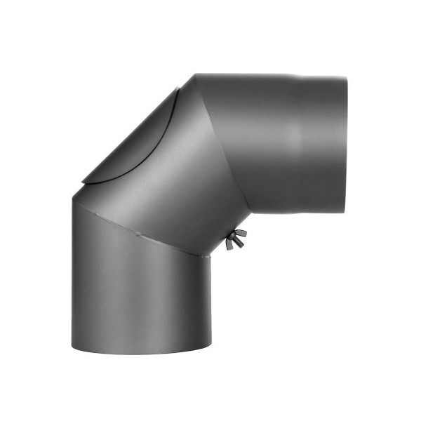 Rockytherm verstellbarer Rauchrohrbogen 0°- 90°, DM120, Farbe: Grau