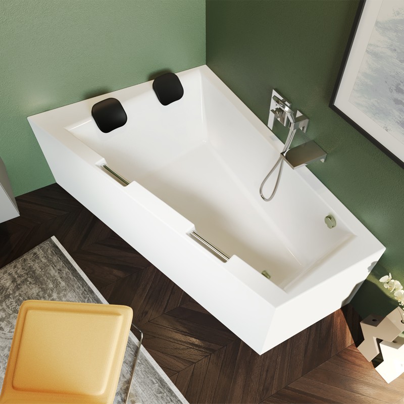 Riho Doppio Plug & Play Badewanne, Eckausführung, rechts, inkl. Füße, 1800x1300 mm, 315 Ltr.