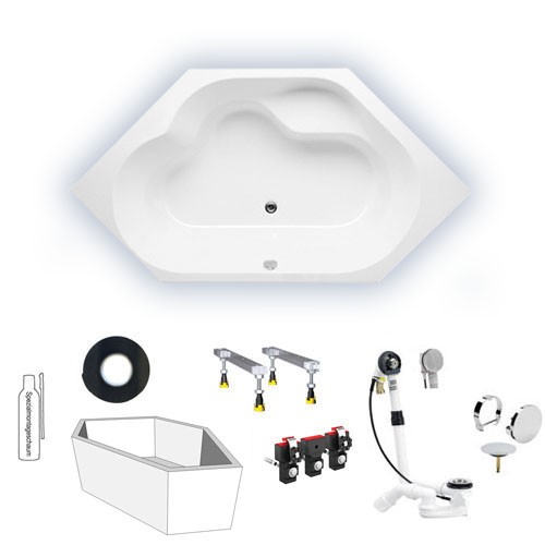 Riho Eck-Badewanne Winnipeg 145x145 cm / weiß BA48005