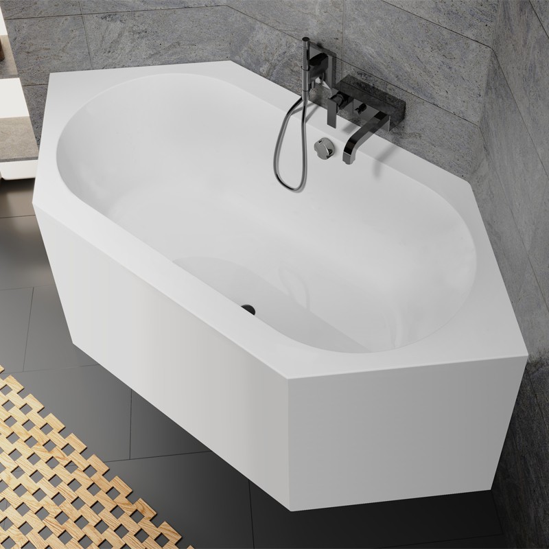 Riho Kansas Plug & Play Badewanne, Eckeinbau, 1900x900mm, 180 Ltr.