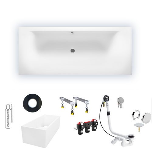 Riho Rechteck-Badewanne Linares seidenmatt weiß 190x90,  BT48105