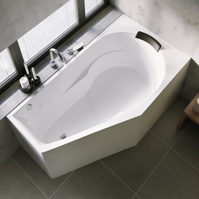 Riho Yukon Plug & Play Badewanne, Eckausführung links, inkl. Füße, 1600x900mm, 175 Ltr.